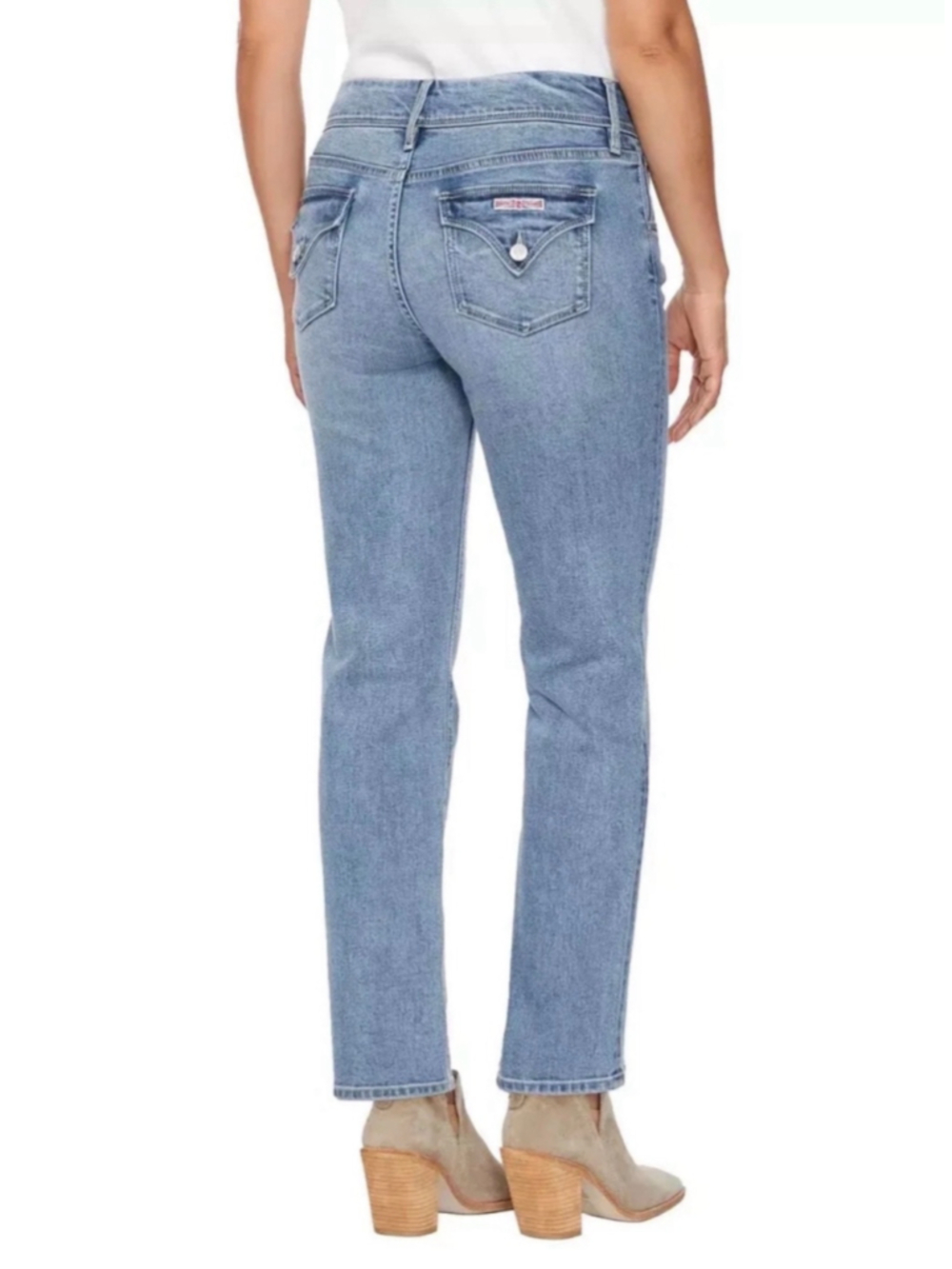 Hudson Slim Straight Leg Button Flap Back Pocket Jeans Blue Denim Women's Size 8
